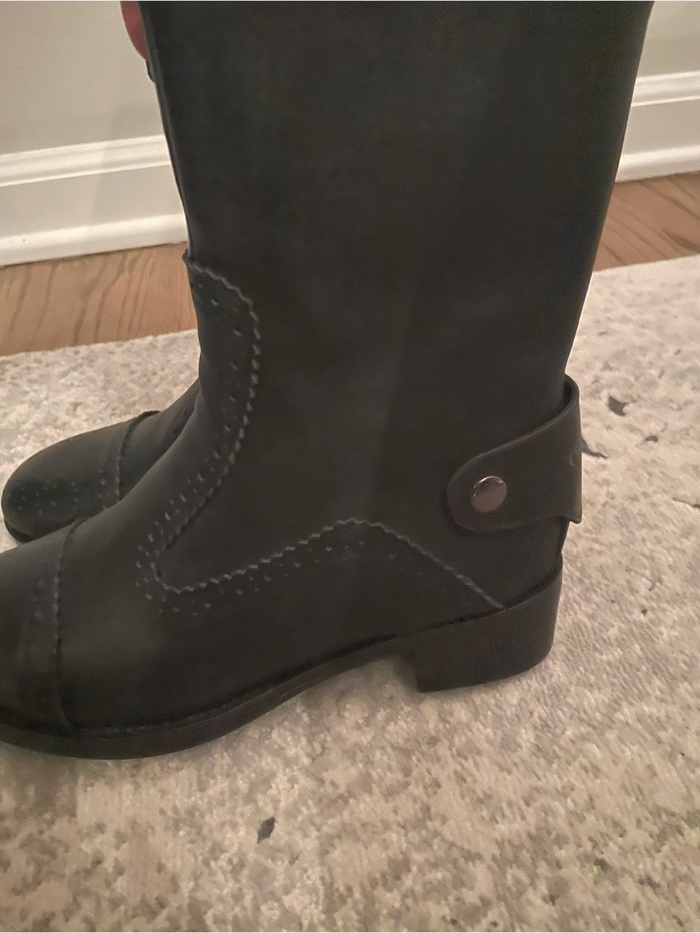Dior Black Mid-Calf Heeled Leather Boots